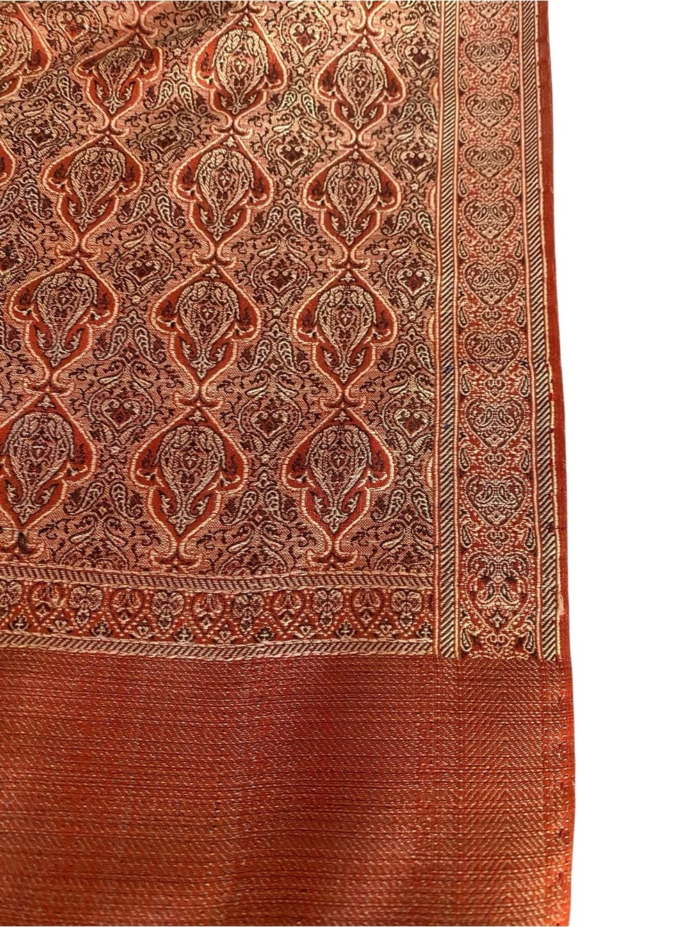 100% Silk Scarf Made in India Rust Burnt Orange 10” Wide Elegant